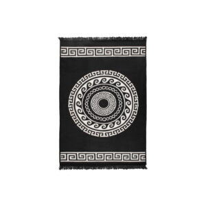 Béžovo-černý oboustranný koberec Mandala