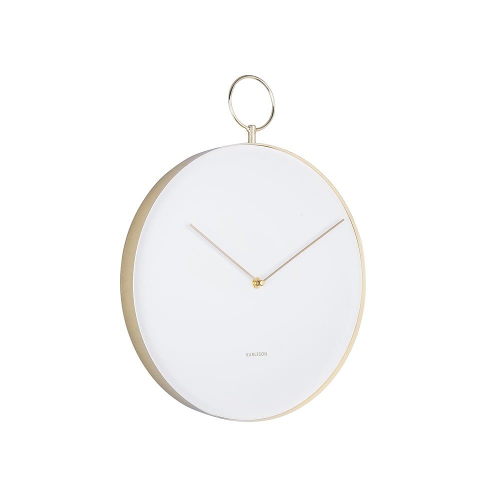 Bílé kovové nástěnné hodiny Karlsson Hook