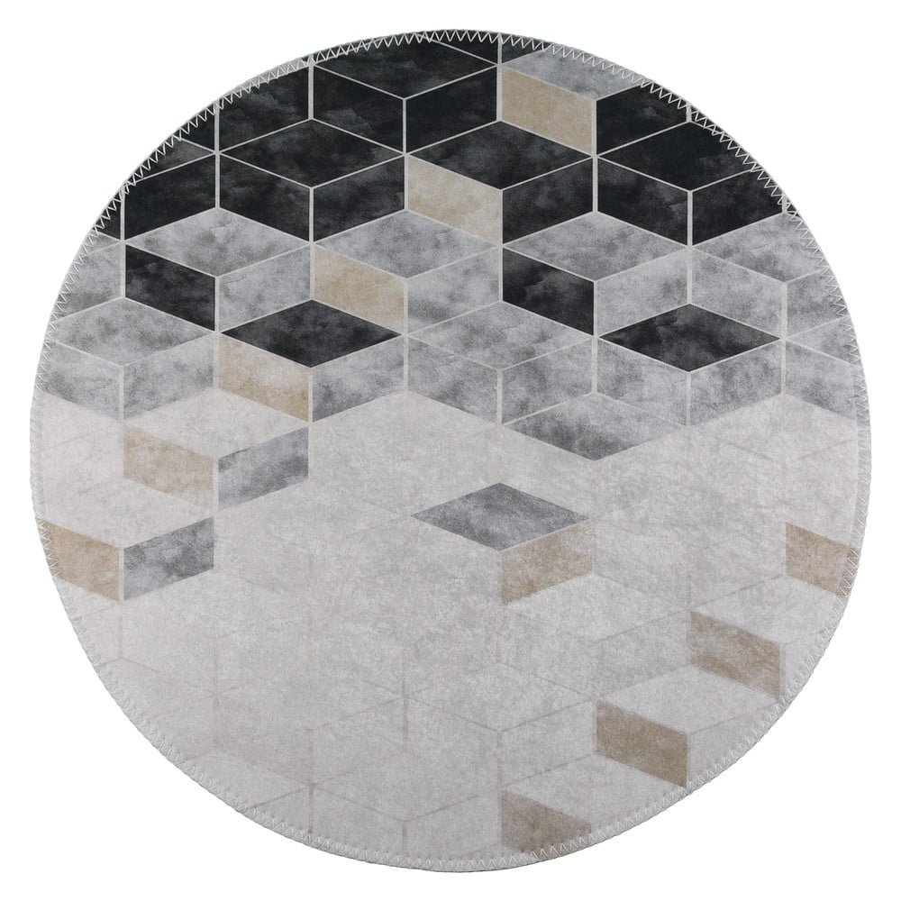 Bílo-šedý pratelný kulatý koberec ø 80 cm – Vitaus