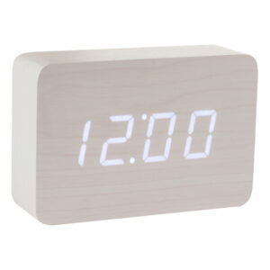 Bílý budík s bílým LED displejem Gingko Brick Click Clock