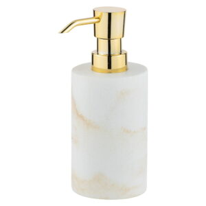 Bílý dávkovač mýdla s detailem ve zlaté barvě Wenko Odos