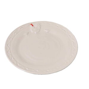Bílý keramický talíř Antic Line Hen