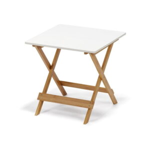 Bílý sklápěcí stolek s bambusovými nohami Bonami Essentials Lora