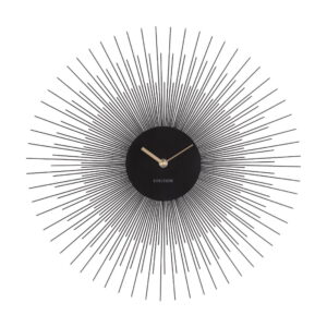Černé nástěnné hodiny Karlsson Peony