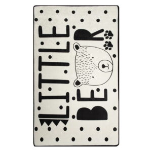 Černo-bílý dětský protiskluzový koberec Conceptum Hypnose Little Bear