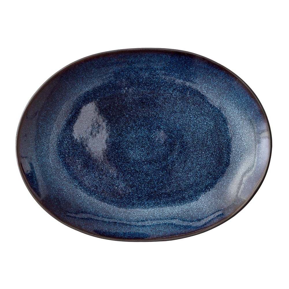 Černo-modrý talíř z kameniny Mensa - Bitz