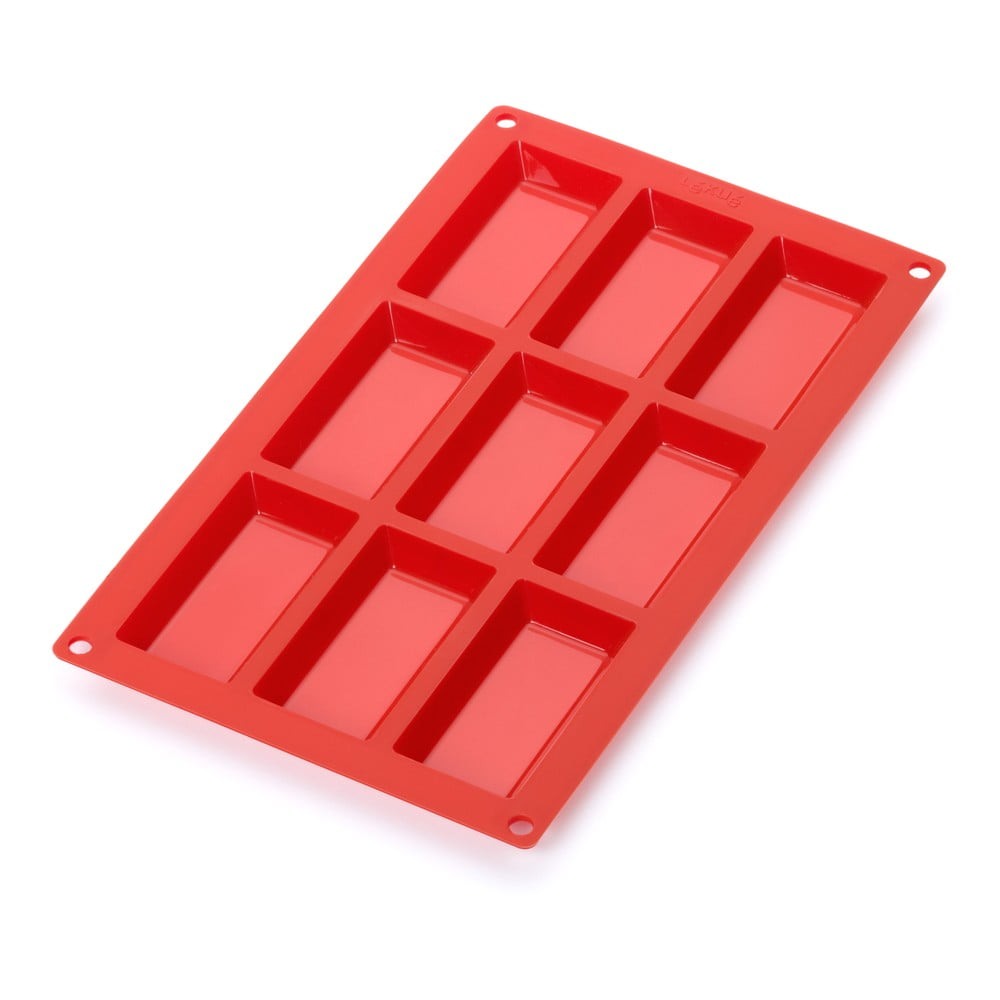 Červená silikonová forma na 9 mini dezertů Lékué