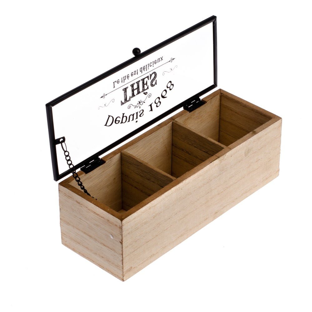 Dřevěná krabička na čaj se 3 přihrádkami Dakls