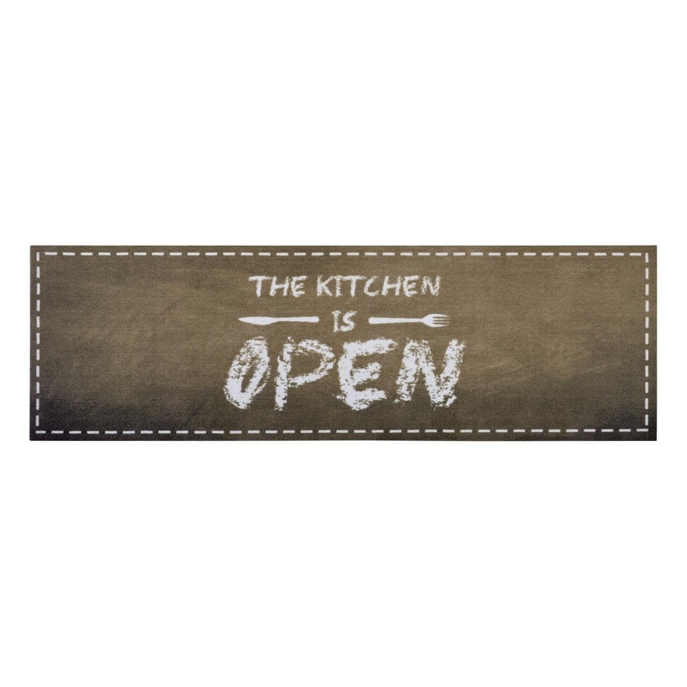 Hnědý běhoun Zala Living The Kitchen is Open