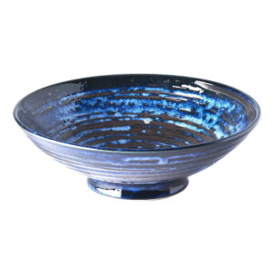 Modrá keramická servírovací mísa MIJ Copper Swirl