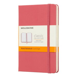 Růžový linkovaný zápisník v pevné vazbě Moleskine Daisy