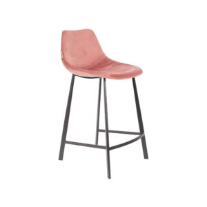 Sada 2 růžových barových židlí se sametovým potahem Dutchbone