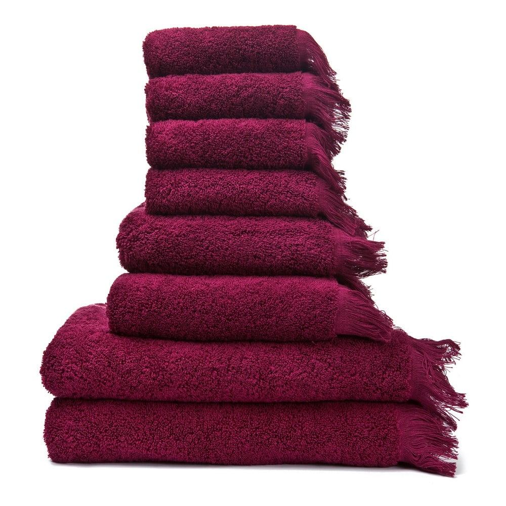 Sada 6 červených ručníků a 2 osušek ze 100% bavlny Bonami Selection