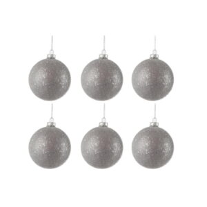 Sada 6 skleněných vánočních ozdob ve stříbrné barvě J-Line Bauble