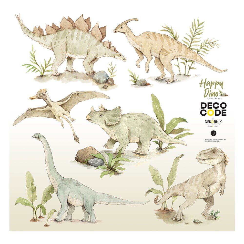 Sada dětských nástěnných samolepek s dinosauřími motivy Dekornik Happy Dino
