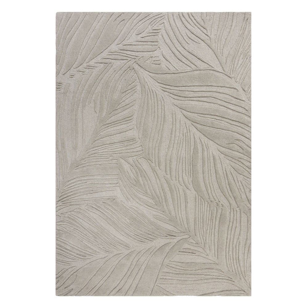 Šedý vlněný koberec Flair Rugs Lino Leaf