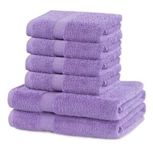 Set 2 bavlněných světle fialových osušek a 4 ručníků DecoKing Marina