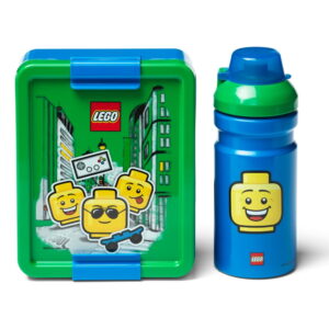 Set zeleno-modrého svačinového boxu a lahve na pití LEGO® Iconic