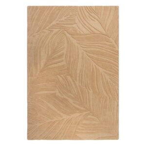 Světle hnědý vlněný koberec Flair Rugs Lino Leaf
