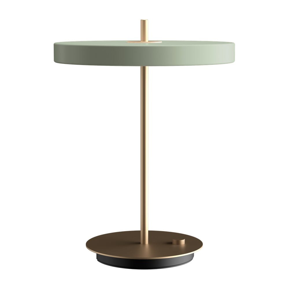 Světle zelená LED stmívatelná stolní lampa s kovovým stínidlem (výška 41