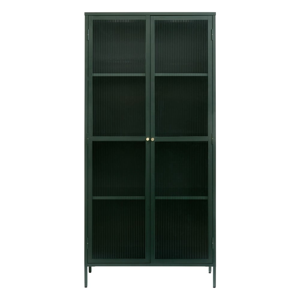 Tmavě zelená kovová vitrína 90x190 cm Bronco – Unique Furniture