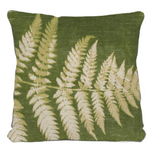Zelený polštář s motivem listu Linen Couture Leaves