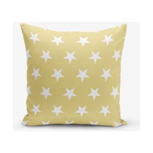 Žlutý povlak na polštář s motivem hvězd Minimalist Cushion Covers