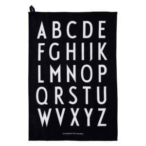 Černá bavlněná utěrka Design Letters Alphabet