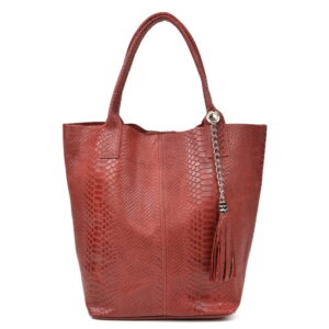 Červená kožená kabelka shopper Renata Corsi Lola