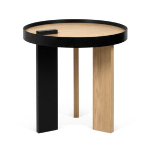 Příruční stolek v dubovém dekoru s černými detaily TemaHome Bruno