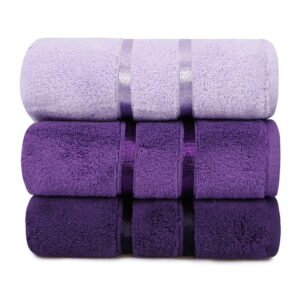 Sada 3 fialových bavlněných ručníků Hobby Dolce