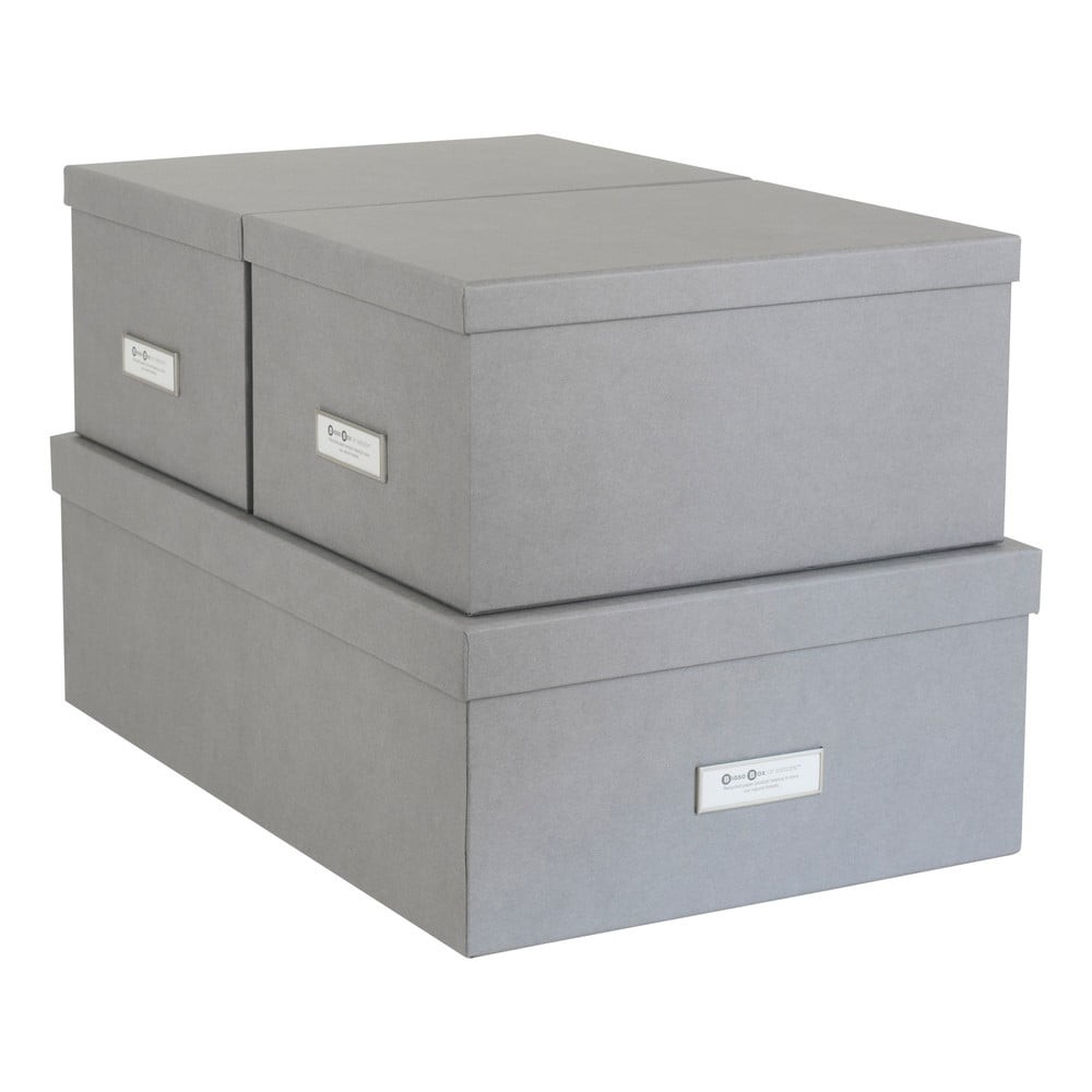 Sada 3 šedých úložných krabic Bigso Box of Sweden Inge