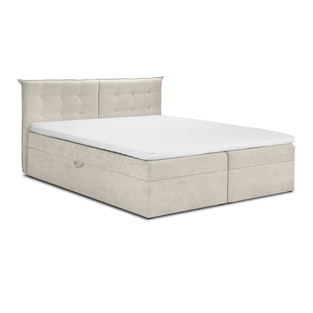 Béžová boxspring postel s úložným prostorem 160x200 cm Echaveria – Mazzini Beds