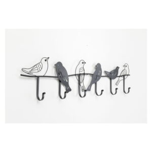 Černý kovový nástěnný věšák Kare Design Birds