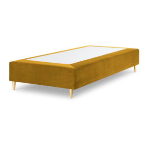 Hořčicově žlutá sametová jednolůžková postel Mazzini Beds Lia