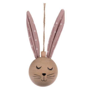 Růžová dřevěná velikonoční závěsná dekorace Dakls Bunny