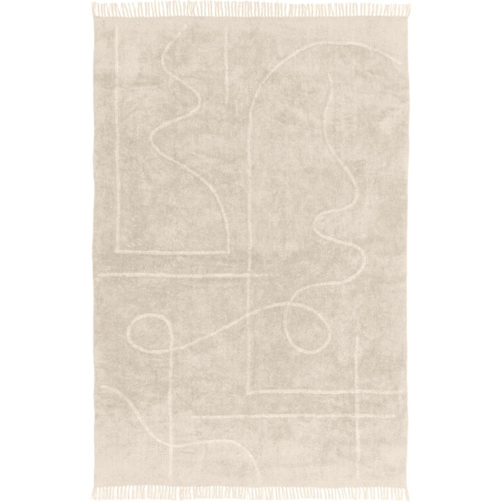 Béžový ručně tkaný bavlněný koberec Westwing Collection Lines