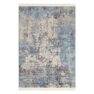 Modro-šedý koberec s podílem recyklované bavlny Nouristan