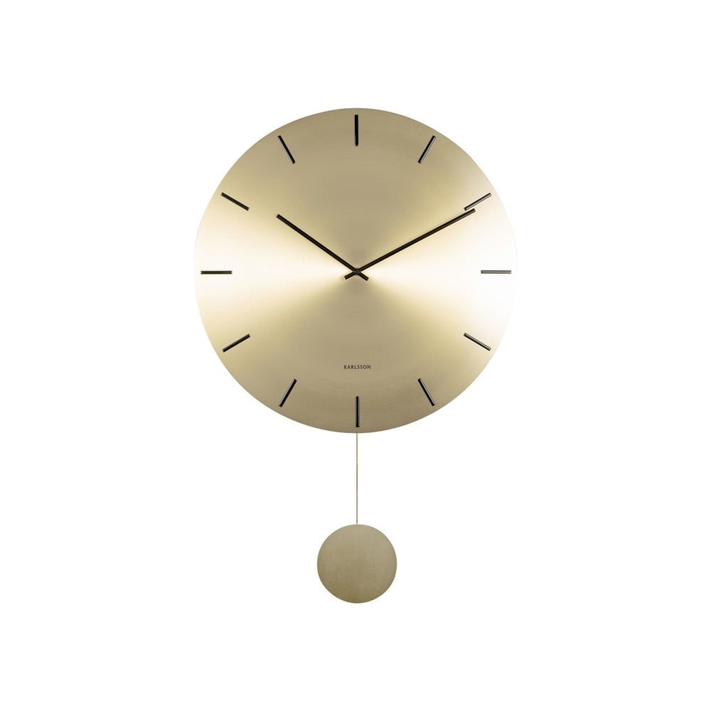 Nástěnné kyvadlové hodiny ve zlaté barvě Karlsson Impressive