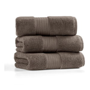 Sada 3 tmavě hnědých bavlněných ručníků L