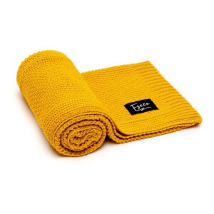 Hořčicově žlutá dětská pletená deka ESECO Spring