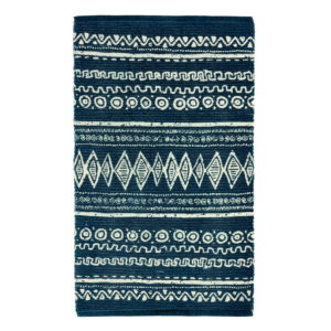 Modro-bílý bavlněný koberec Webtappeti Ethnic