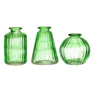 Sada 3 zelených skleněných váz Sass & Belle Bud