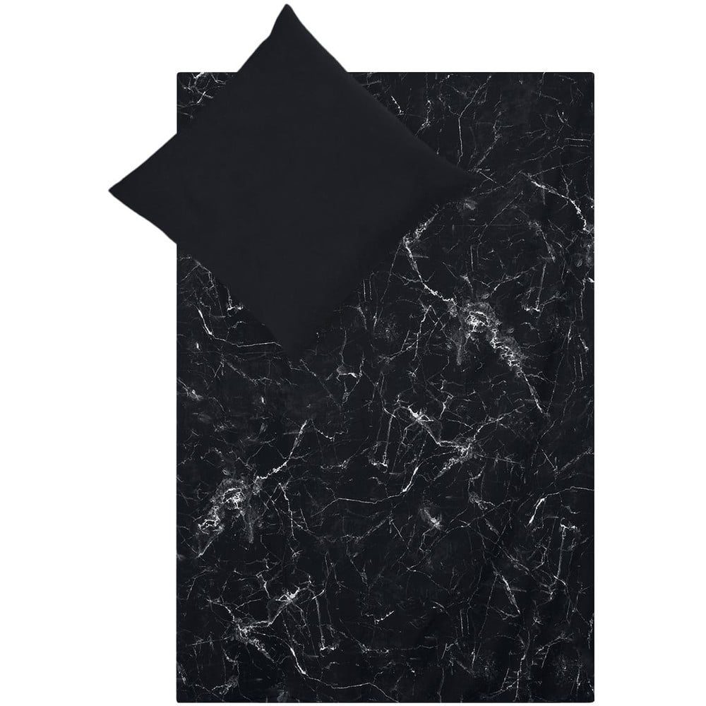 Černé povlečení na jednolůžko z bavlněného perkálu Westwing Collection Malin